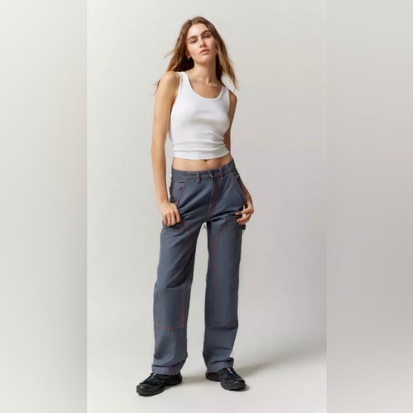 urban outfitters grey cargo pants with orange seam size 29 - Picture 1 of 2